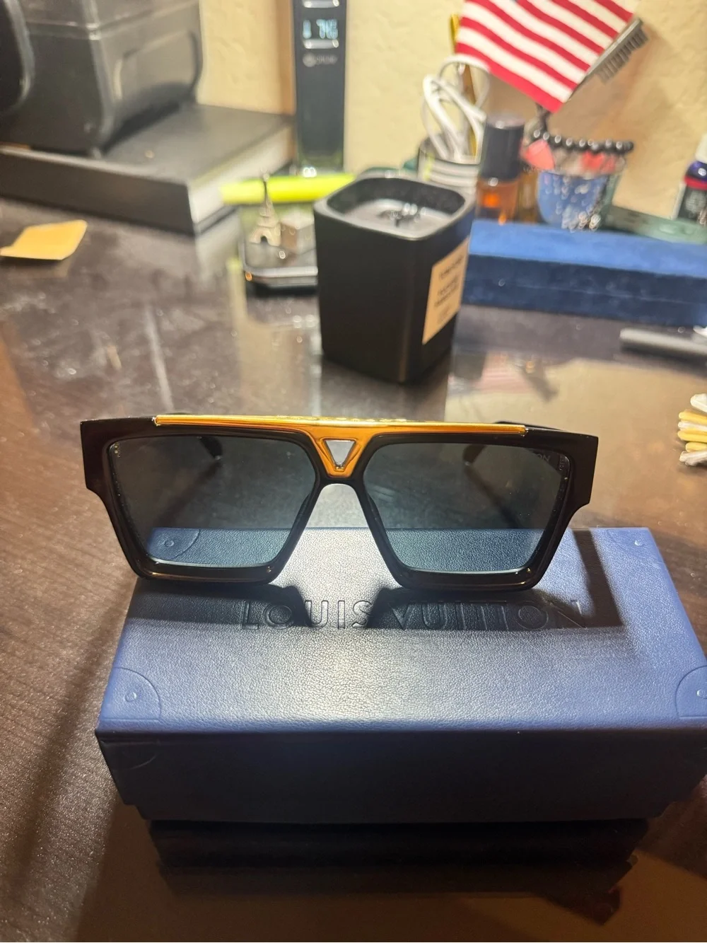 Black Sunglasses with Gold Accent